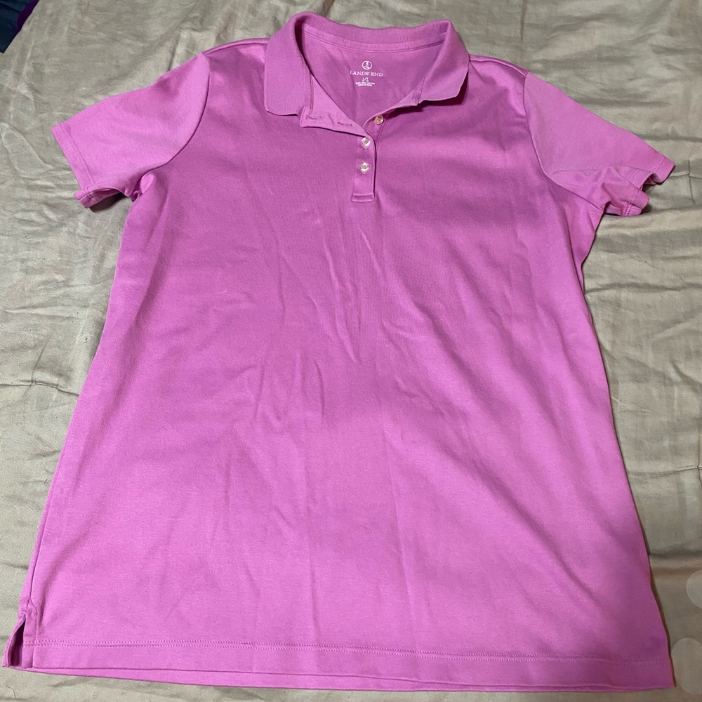 Lands' End Kids Polo Shirt - Vibrant Pink